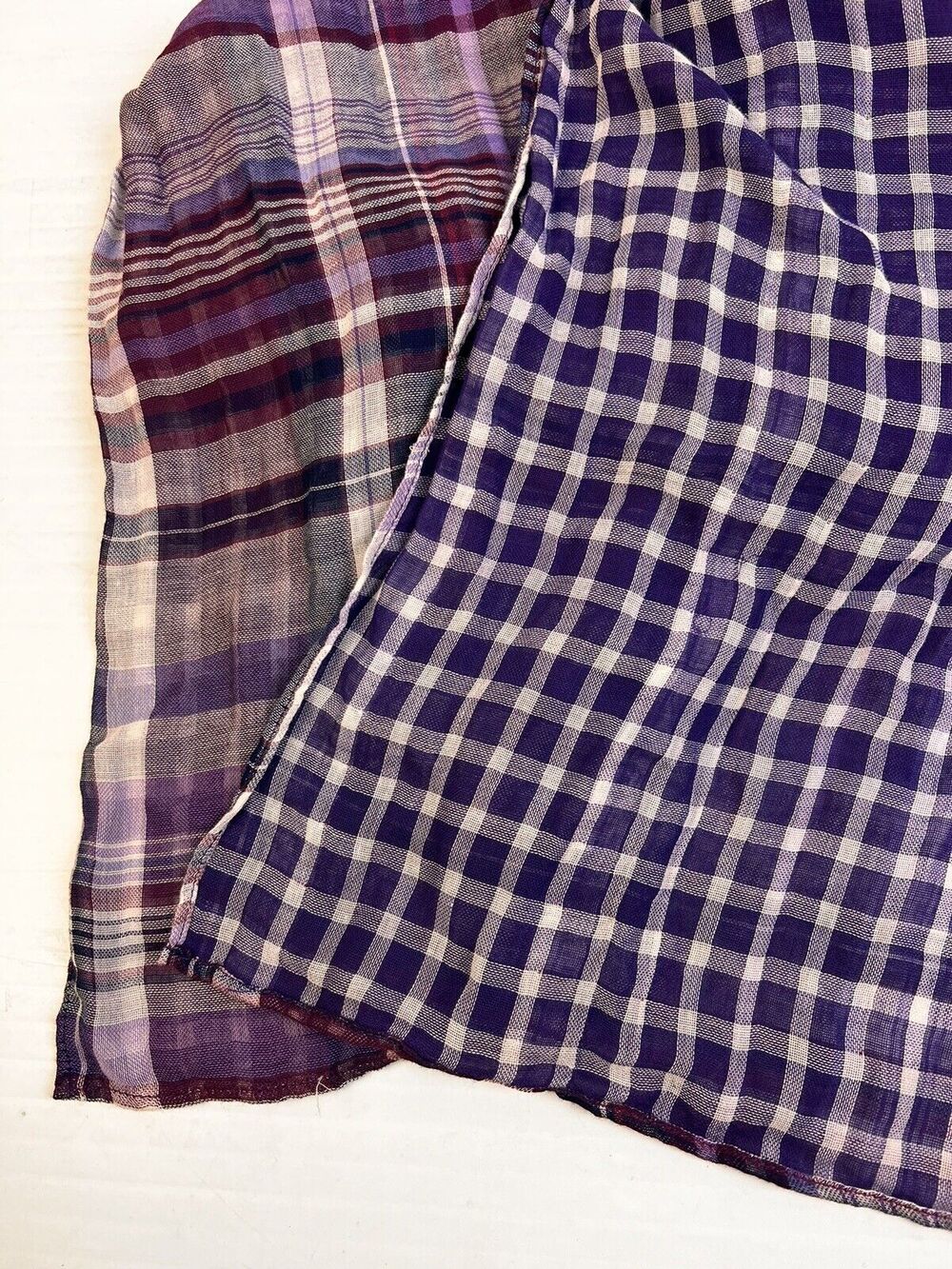 Purple Black Plaid Scarf 2 Sided Casual79"X13" Rectangle Neck Work School